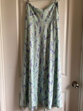 2 for $20 LuLaRoe maxi skirt Aqua/Mint Green with Blue Jays Bird Print